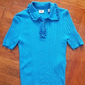 Levi's Scallop Collar Short Sleeve Sweater Blouse